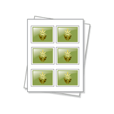 Rectangle shaped labels with raised UV and Foil Embellishments on a white sheet.