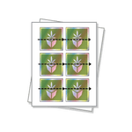 Rectangle Shaped Labels with a holographic finish on a white sheet.