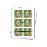 Rectangle Shaped Labels with a holographic finish on a white sheet.