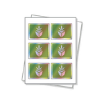 Rectangle shaped labels with a holographic finish on a white sheet.