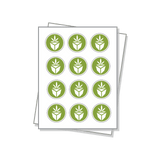 Circle shaped labels on a white sheet.