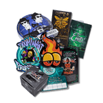 A sample pack group of stickers, boxes, labels, and more from Tree Street Packaging. Order one to feel our quality in your hand before jumping in big time!