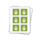 Square Shaped Labels on a white sheet.