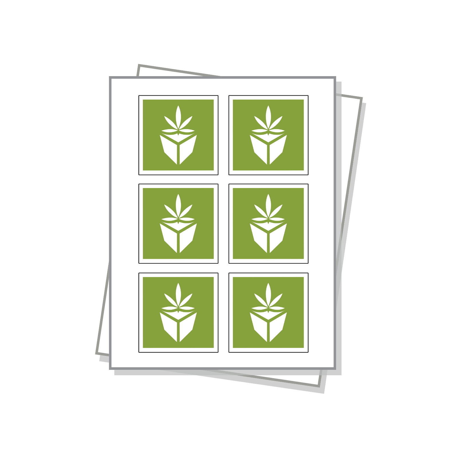 Square Shaped Labels on a white sheet.